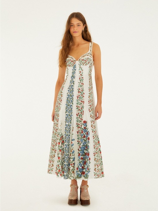FARM Rio Dresses & Skirts - NWT FARM Rio Cream Maxi Dress with Blue and Red Floral Stripes